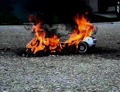 little car on fire