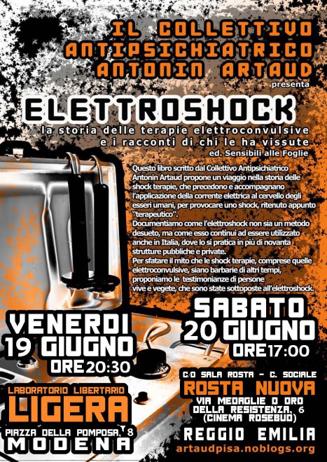 Presentazione del libro: "Elettroshock" @ Centro sociale Rosta Nuova | Reggio Emilia | Emilia-Romagna | Italia