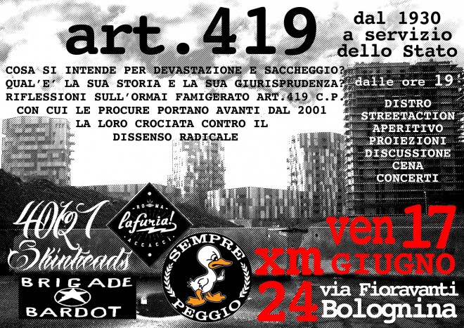 Art.419 dal 1930 al servizio dello stato @ Xm24 | Bologna | Emilia-Romagna | Italia